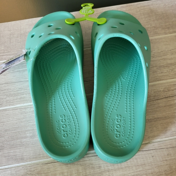 WOMEN'S CROCS CLASSIC PLATFORM SLIDES New Size 8 Jade Stone Green - Picture 4 of 7